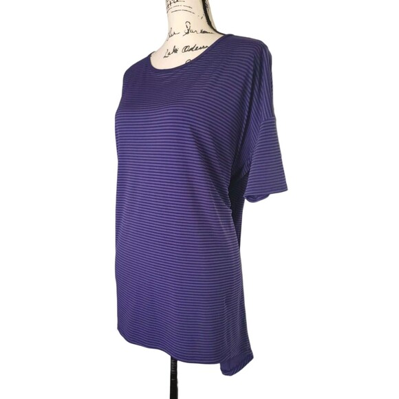 LuLaRoe Womens Small Purple Heathered Striped Irma Tunic Knit Oversized Top - Picture 2 of 4